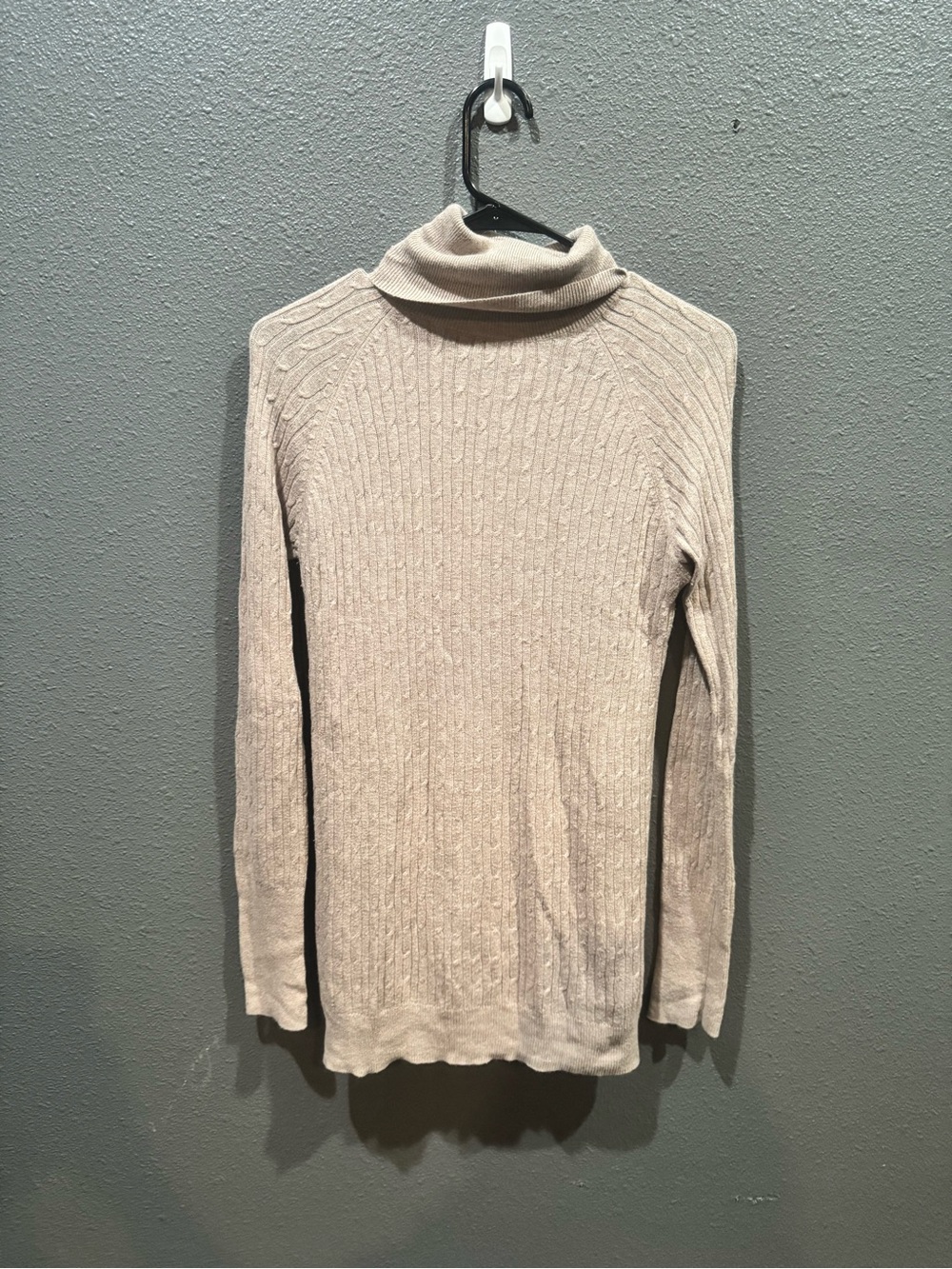 Zara Light Beige Ribbed Turtleneck Sweater